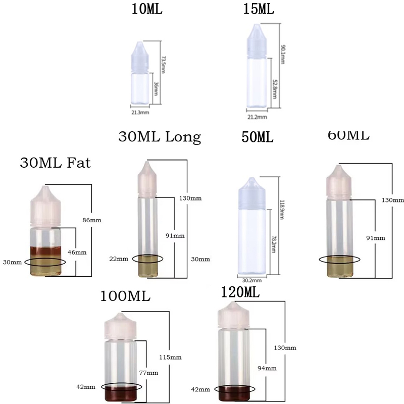 5Pcs 10/15/30/50/60/100/120ml  - Juice Bottle Dropper 评论和价格